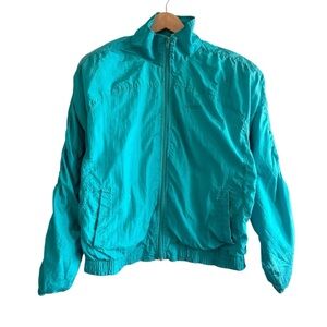Vintage 90s Vibrant Aqua Zip Up Windbreaker